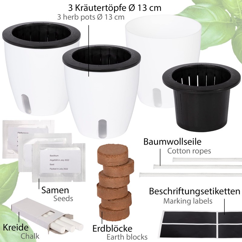 ONVAYA® Herb Pot Self-Watering | Water Level Readable | Set