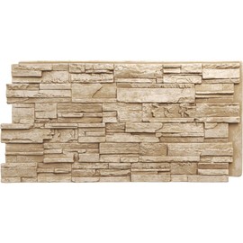 Ekena Millwork 48 5/8"W x 24 3/4"H x 1 1/4"D Cascade Stacked Stone, StoneWall Faux Stone Siding Panel, Sandstone