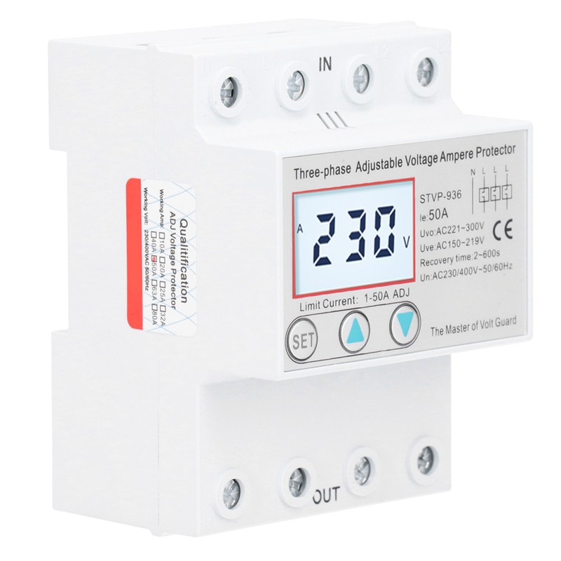 Adjustable Voltage Protector 3Phase LCD Multifunctional SelfResetting STVP936 230v 400V