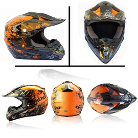 ATV Helmet,Womens ATV Helmet, 4 Wheeler Helmets for Adults,Motocross Helmet Women, Street Riding Dirt Bike Helmets, utv Helmets for Adults DOT Approved(Orange, Large)