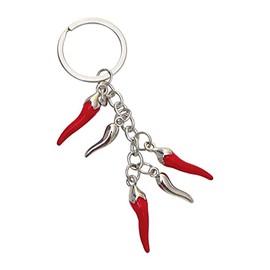 Générique Key ring, silver and red chilli bag jewellery in steel, Italian symbol, horn of abundance., 11 x 3 cm, Stainless Steel