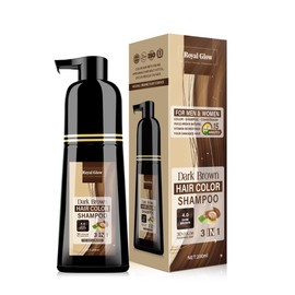 Royal Glow Hair Colour Shampoo For Men & Women | 5-Minute 200ml | Natural Ingredients | Vitamin B5 | 3-in-1 (Dark Brown)