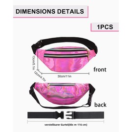 TPZORJX Bum Bag Fashion Waterproof Belt Bag Compartments with Zip Adjustable Reflective Strap Waist Bag for Men and Women Party Festival Sports Outdoor Travel - Rose Red