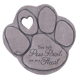 Transpac You Left Paw Prints Greytone 10 x 10 Cement Decorative Outdoor Garden Stone