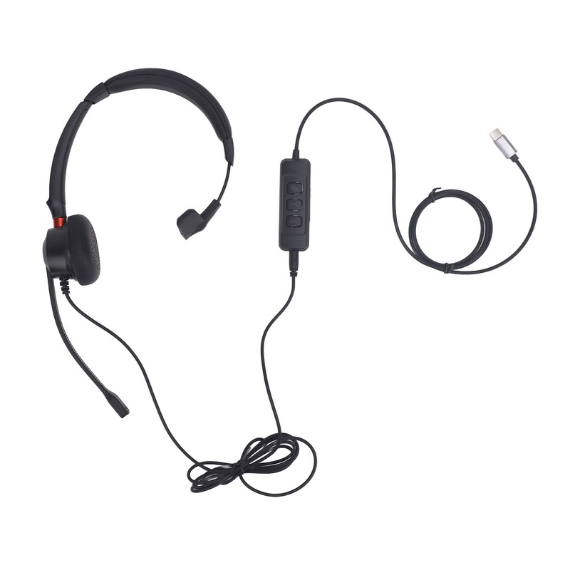 Telephone Headset Noise Canceling Single Ear Comfortable USB C to