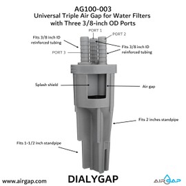 Universal Triple Air Gap for Water Filters with Three 3/8-inch OD Ports (AG100-003)