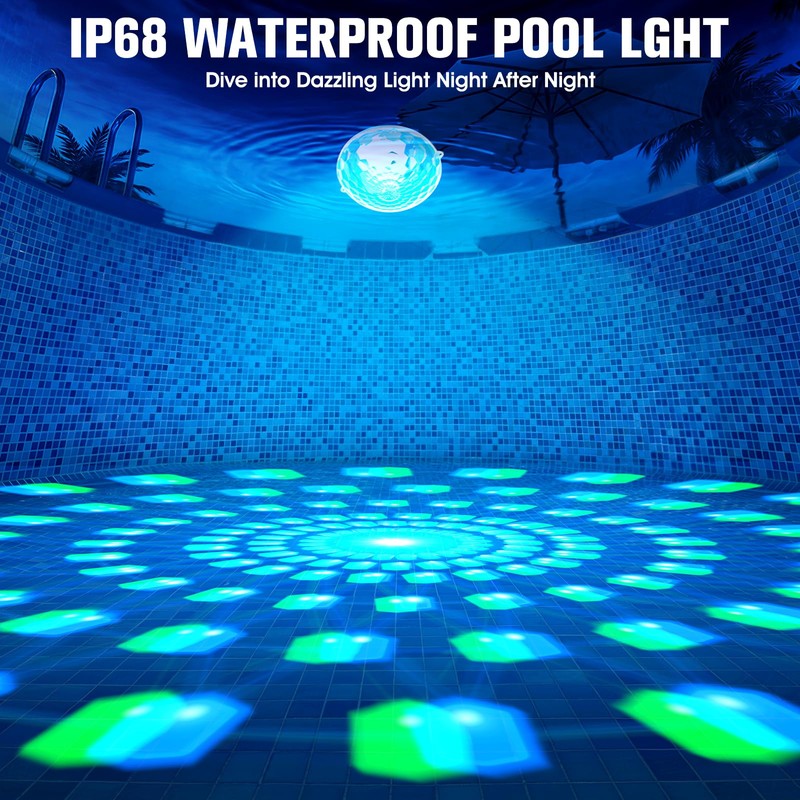 LanPool Solar Floating Pool Lights with Digital Pool Thermometer,Solar Powered