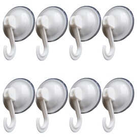 8 Pack Heavy Duty Vacuum Suction Cup Hooks, Strong Suction Cup, Removable, Suitable for Kitchen, Bathroom Shower Towel, Office Key Case & Coat, etc. (White, 8 Pack)