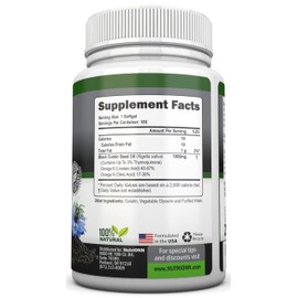 Black Seed Oil - 1000 Mg - 180 Softgels - Cold-Pressed Non-GMO Black Cumin Seed Capsules - Super High Thymoquinone Content - Nigella Sativa - Rich in Omega 6 & 9 Fatty Acids - Immune Health Support