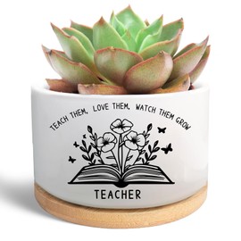 WSLCHOVE Teacher Appreciation Gifts, Ceramic Plant Pot for Succulent, Flower Planter, Thank You Gifts for Teachers Day Appreciation Week from Student (Plants Not Included)