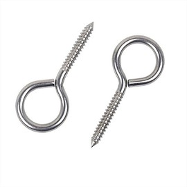 Gardeningwill 12Pcs Heavy Duty Stainless Steel Screw Eyes Pins Hanging Hooks Threaded Hardware M4