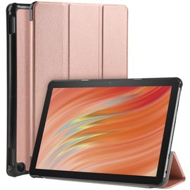 WD&CD Fire HD 10 2023 10.1" Tablet Case for Fire HD 10 2023 Tablet Cover Thin Shockproof Auto Sleep Function Skin Leather Trifold Smart Magnetic Protective Cover (Pink)
