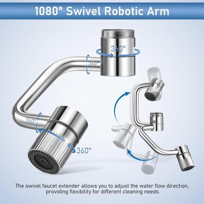 Rotating Faucet Aerator Extender – Adjustable All-Angle Water Flow, 2-Mode