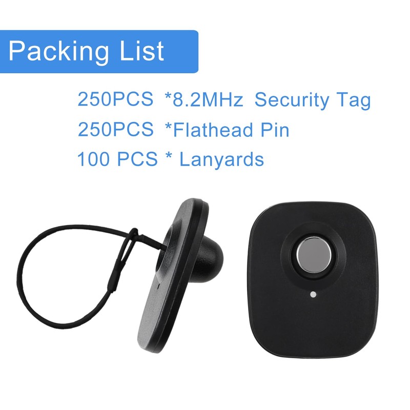 250Pcs 8.2Mhz RF Clothing Security Tags, EAS Mini Square Tag