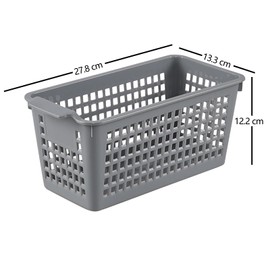 Melontray 6 Pack Tall Plastic Storage Baskets, Slim Plastic Bins Organizer, Gray
