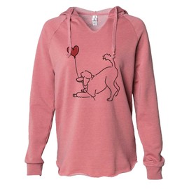 Inkopious Poodle Heart String - Women's Cali Wave Hooded Sweatshirt - Dusty Rose Large