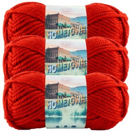 (3 Pack) Lion Brand Yarn 135-113N Hometown Yarn, Cincinnati Red