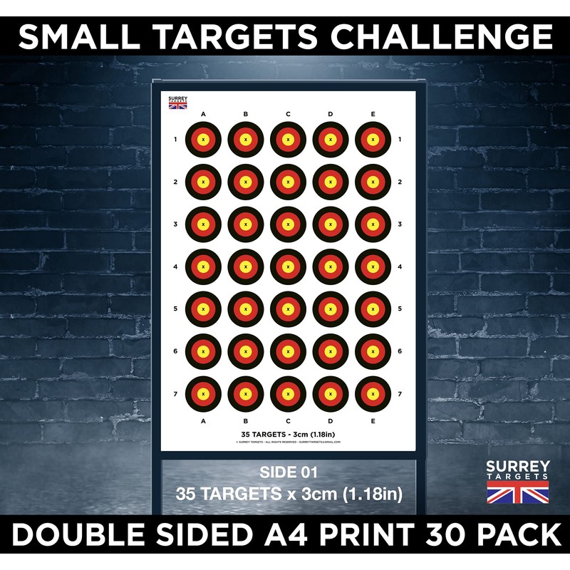 Surrey Targets 3cm & 2cm Shooting Targets A4 Sheets Airsoft