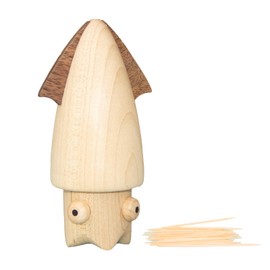 Wooden Giant Squid Toothpick Holder & Dispenser - Unique Wooden Kitchen Gadget & Decorative Tabletop Accessory - 3.5" x 2.4" x 1.8" - Premium Beech & Walnut Wood, Eco-Friendly Gift