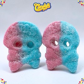 1/2 Pound BUBS Dizzy Skulls Foam Sweet & Sour Swedish Candy Bubs Sweden Skalle Bubble Gum Flavor Gummy Seen on TikTok
