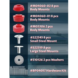 KF04060BK Body Mount Bushing kits Compatible with 2008-2016 F250 F350 Super Duty 2WD 4WD,Polyurethane Cab & Body Mount Steel Sleeves & Hardware, Red