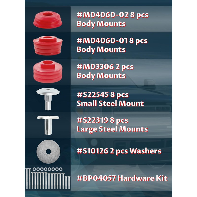 KF04060BK Body Mount Bushing kits Compatible with 2008-2016 F250 F350
