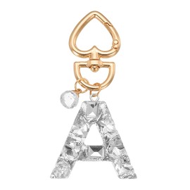 [PATIKIL] Alphabet Initial Letter Key Chain Cute Heart Criss Keychain Car Key Ring Letter A Pendant Decoration Key Chain Key Wallet Purse Handbag Backpack Silver, Silver