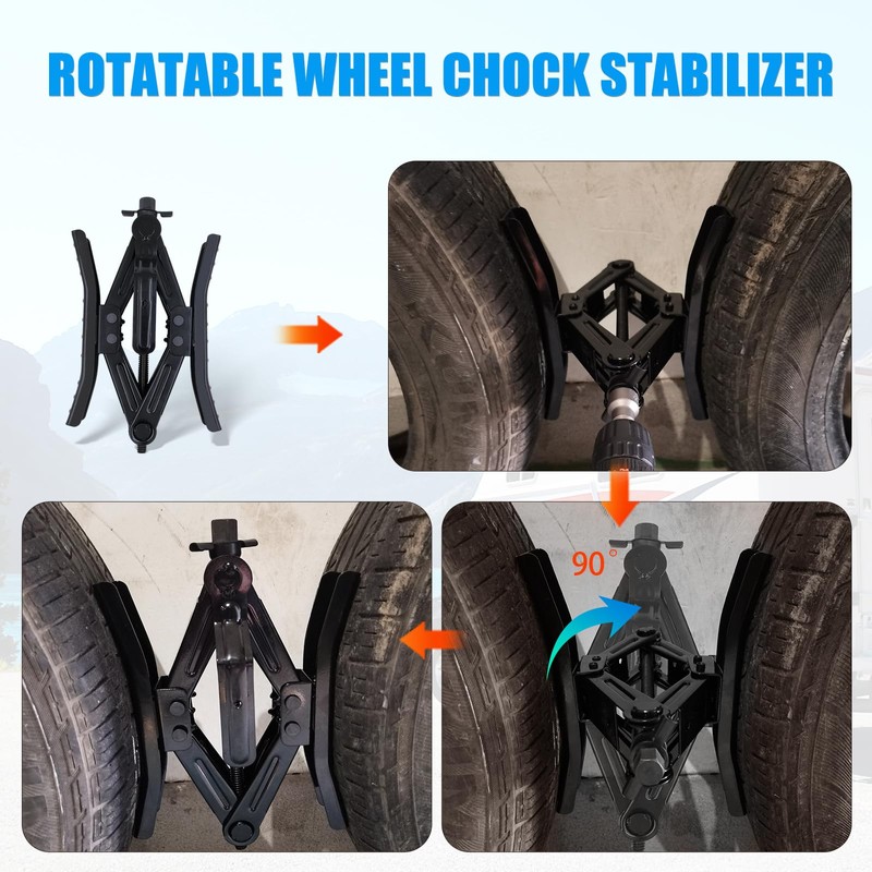 RVPNR RV Rotatable Wheel Chock Stabilizers (Drill Adjusted), Camper Heavy