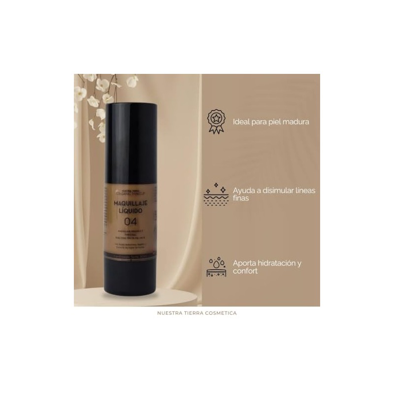 Nuestra Tierra Maquillaje Líquido Orgánico Tono Libre Aceites Cruelty Free