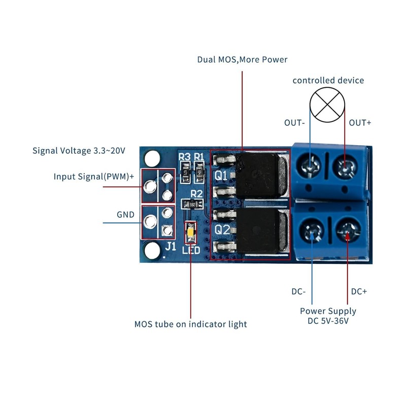 Podazz 10 Pieces High Performance 15A 400W MOSFET Trigger Switch
