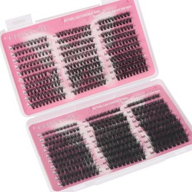 MOTIBACK Cluster Lashes, 570 PCS Wispy Individual Eyelashes Kit, 8-16mm Multi-Length Russian D Curl, 6 Volume Styles (30D/40D/50D/60D/80D/100D), DIY Lash Extension Set