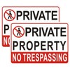 HEIOKEY 2 Pack Large No Trespassing Signs Private Property Aluminum Signs 10x14 Inch No Trespassing Warning Sign for Property Security, Home, Farm, Yard, Business, Indoor & Outdoor Use