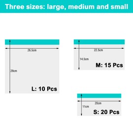 45 Pcs Zip Lock Bags, Ziplock Freezer Bags, Resealable Food Storage Freezer Bags with Expandable Bottom, BPA Free Zip Seal Freezer Bags for Fruits, Vegetables, Meat, Grains