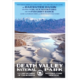 National Park Posters - Death Valley, Badwater Basin - Wall Decor for Home and Office - Original Vintage Design by Rob Decker - 100% Recycled Material - Unframed - 13 x 19