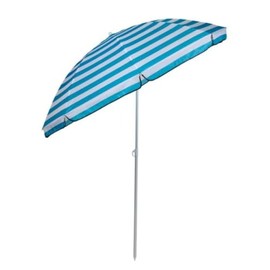 Camp Active Parasol - Sun Protection Diameter 170 x 200 cm - for Patio, Balcony and Beach - Beach Umbrella with Spike - Blue/White Striped, blue