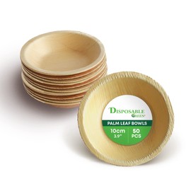 DISPOSABLE GREEN® | Round Bowls | Various Sizes | COMPOSTABLE, Biodegradable, Disposable Tableware, ECO Friendly | Stylish | Sturdy | PCS (50, 10 CM Round x 2 CM DEEP)
