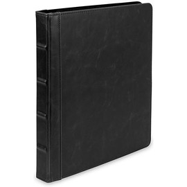 Samsill Vintage Hardback 3 Ring Leather Binder, Professional Binder Organizers, Planner Binder, 0.5 Inch 3 Ring Binder, Letter Size 8.5 x 11, No Zipper, Faux Leather, Black