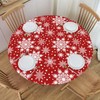 Fiokroo Christmas Snowflakes Tablecloth with Elastic Edge, Round Table Cloth