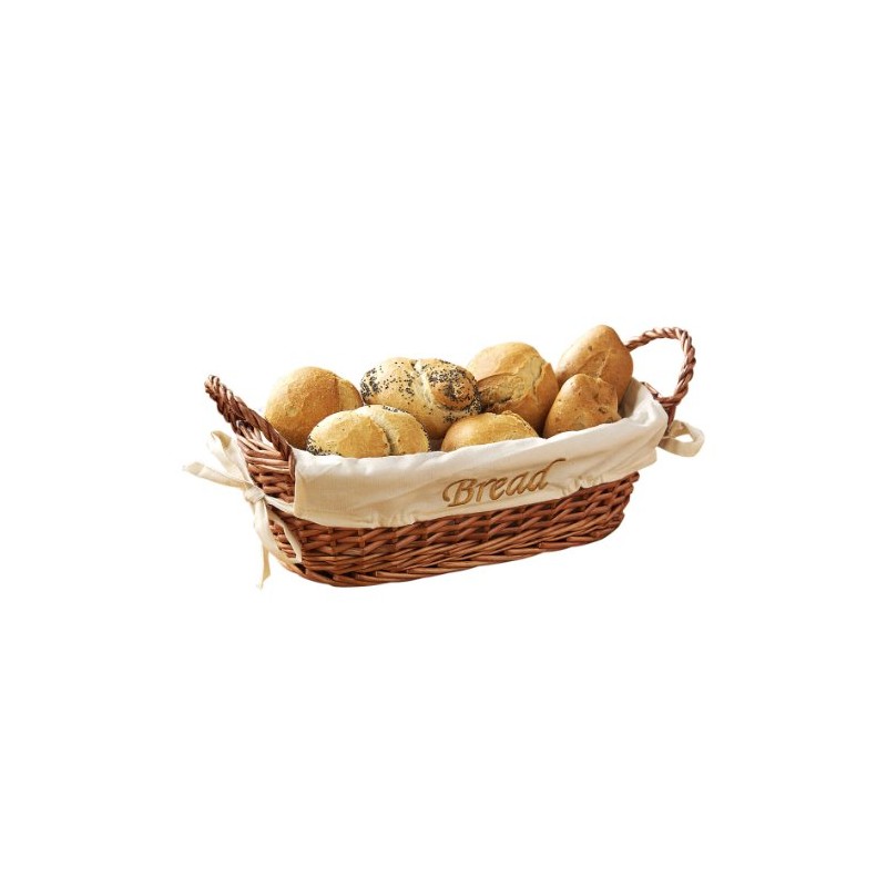 Premier Housewares Wicker Bread Basket with Cream Fabric Lining -