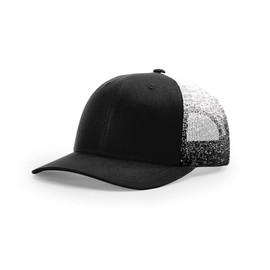 Richardson 112 Trucker Hat Black/Black/White Fade, OSFM with NoSweat Liner