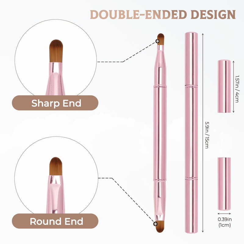 Unaone 2 Pack Lip Brush for Lipstick, Dual-Ended Lip Makeup