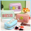Sanwuta 4 Pcs Chenille Bag Preppy Patch Makeup Bag Cosmetic