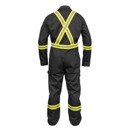 Just In Trend Flame Resistant Hi Vis Reflective Coverall with Leg Zipper (Large, Dark Gray)