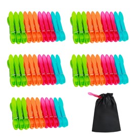 Clothes Pegs, Pack of 60 Clothes Pegs, Without Imprint with Sturdy Outer Ring Spring, Clothes Pegs with Bag, Extra Strong Non-Slip Clothes Pegs for Washing Line or Clothes Airer