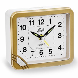 Atlanta Alarm Clock without Ticking with Light Top Shelf Quartz Square – 2198/9 (Gold)