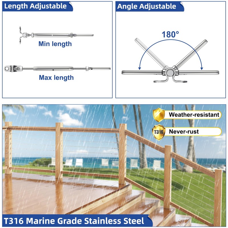 Steel DN Mate 10 Sets Cable Railing Kit Fit for