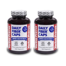 Daily Fiber Formula - 180 caps (Pack of 2) - Soluble & Insoluble Dietary Fiber Supplement - Colon Cleanse - Gut Health - Vegan, Non-GMO, Gluten-Free