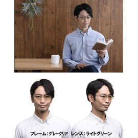 [Face Trick glasses] (フェイストリックグラッシーズ） オシャレで軽い老眼鏡 UV/近赤外線/ブルーライトカット鯖江メーカー高性能レンズ老眼鏡 ｸﾘｱｸﾞﾚｰﾌﾚｰﾑ/ﾗｲﾄｸﾞﾘｰﾝﾚﾝｽﾞ FTR02-1LG +2.50