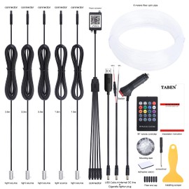 TABEN Car Neon Light Strips, 4-Piece Set with 64 Colours, Car Decoration, Mood Lighting, Interior Lighting, Waterproof, DC 12 V (1 Set)