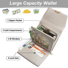 REETEE Women's Purse Made of Soft Vegan Leather Small Purse Women's with Many Compartments, Mini Wallet Women's with Coin Compartment and Card Slots Women Purse, B-beige, Modern